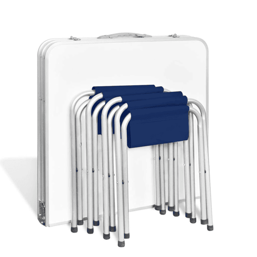 Conjunto de mesa e cadeiras dobráveis e portáteis para campismo (branco)
