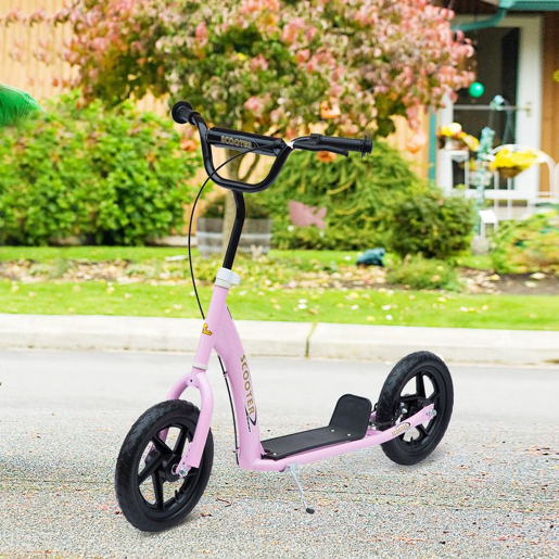 HOMCOM Trotinete para Crianças acima de 5 anos Scooter de 2 Rodas Grandes de 12 Polegadas com Freio e Guidão Ajustável em Altura Carga Máx. 50kg 120x52x80-88cm Rosa HOMCOM Trotinete para Crianças acima de 5 anos Scooter de 2 Rodas Grandes de 12 Polegadas com Freio e Guidão Ajustável em Altura Carga Máx. 50kg 120x52x80-88cm Rosa