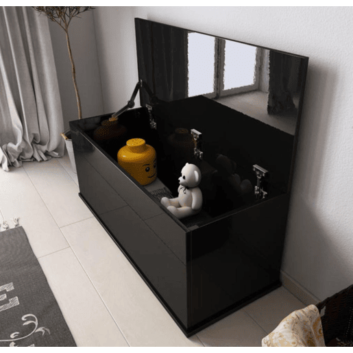 Baú de armazenamento Quarto de dormir Preto 100x40x40 1 porta Ariel Muebles Bonitos