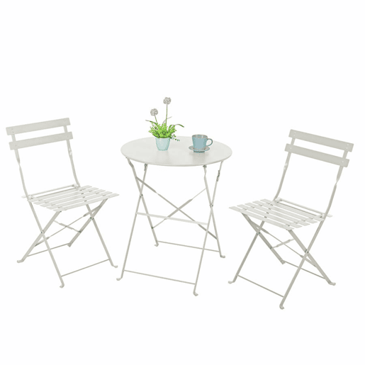 Conjunto de mesa e 2 cadeiras dobráveis, branco, turquesa, conjunto de mesa e cadeiras para jardim e pátio