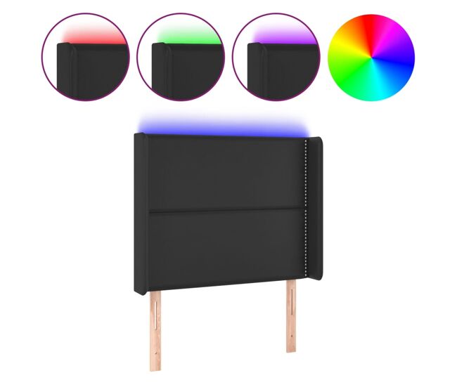 Vidaxl cabecero con led cuero sintético negro 103x16x118/128 cm