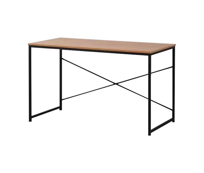 Mesa de estilo industrial nazar: diseño minimalista con estructura metálica robusta y superficie laminada en roble claro