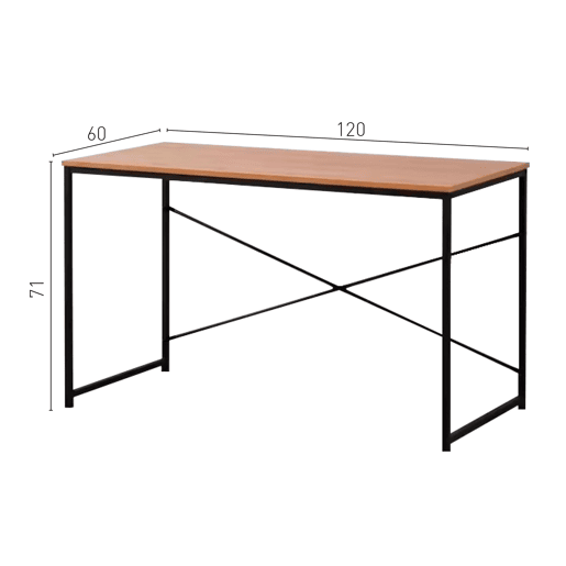 Mesa de Estilo Industrial NAZAR: Design Minimalista com Estrutura Metálica Robusta e Superfície Laminada em Carvalho Claro