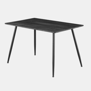 Mesa de Jantar Retangular BÉTHUNE de 120x80 cm em MDF de Madeira Escura com Pés Metálicos Pretos de Estilo Escandinavo