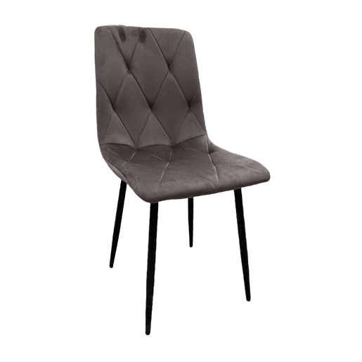 Cadeira BERNA Cinza - Design Moderno, Estofado em Veludo, Encosto Ergonômico, Pés Metálicos, Elegante e Confortável