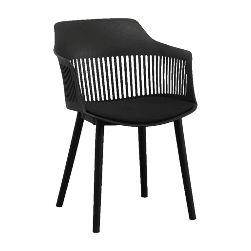 Cadeira BERGEN Preta - Design Moderno, Encosto Ergonômico, Estofado Suave, Pés Metálicos, Estilo Elegante e Resistente