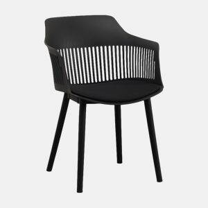 Cadeira BERGEN Preta - Design Moderno, Encosto Ergonômico, Estofado Suave, Pés Metálicos, Estilo Elegante e Resistente