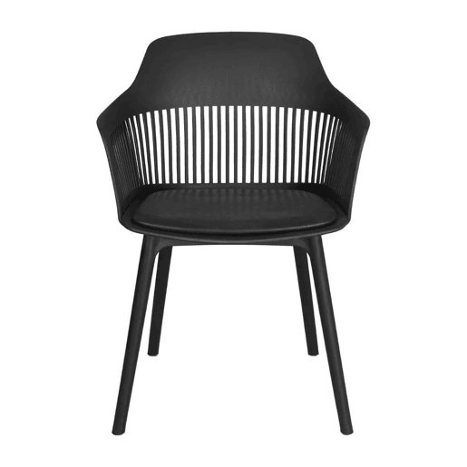 Cadeira BERGEN Preta - Design Moderno, Encosto Ergonômico, Estofado Suave, Pés Metálicos, Estilo Elegante e Resistente