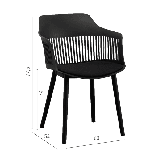 Cadeira BERGEN Preta - Design Moderno, Encosto Ergonômico, Estofado Suave, Pés Metálicos, Estilo Elegante e Resistente