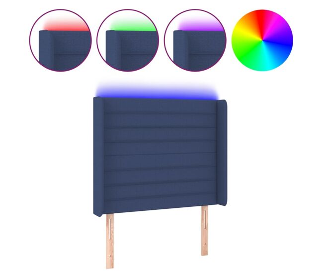 Vidaxl cabecero con led de tela azul 93x16x118/128 cm