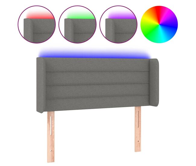 Vidaxl cabecero con luces led de tela gris oscuro 93x16x78/88 cm