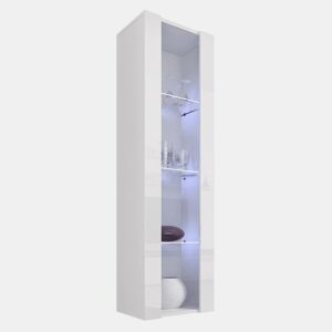 Vitrine suspensa Sala de estar e jantar Branco 40x29x170 1 porta LED Nora V5 Muebles Bonitos