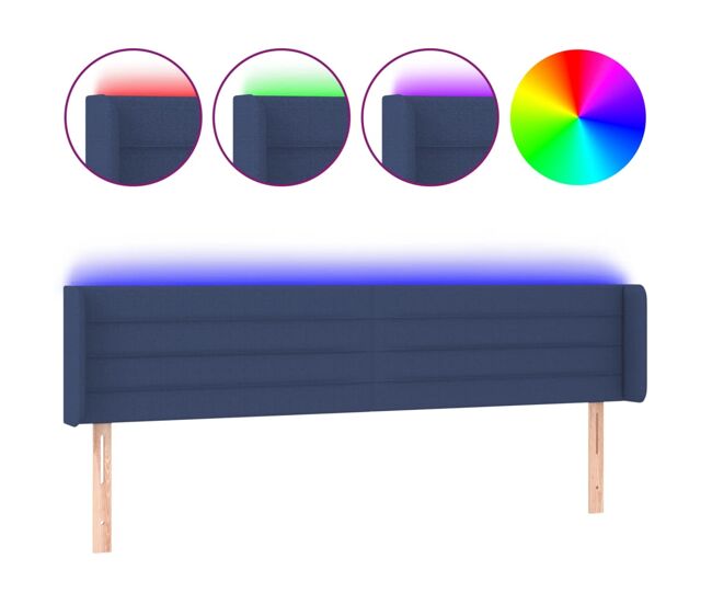 Vidaxl cabecero con led de tela azul 203x16x78/88 cm