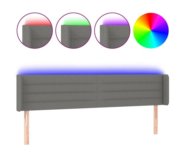 Vidaxl cabecero con led de tela gris oscuro 163x16x78/88 cm