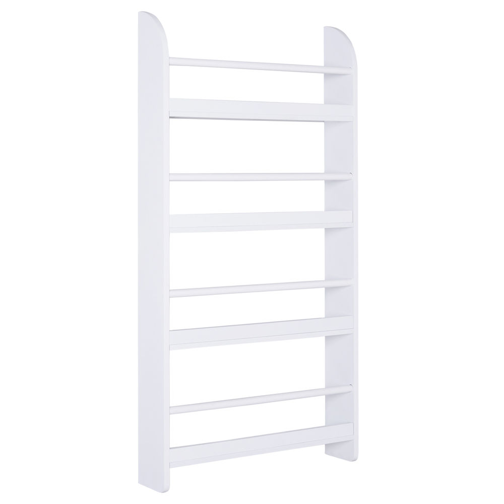 Homcom estantería de pared de libros con 4 estantes librería infantil para hogar oficina carga 30kg 59x12x113 cm blanco