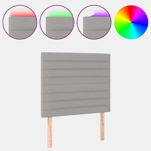 vidaXL Cabeceira cama c luzes LED tecido 90x5x118128cm cinza-claro
