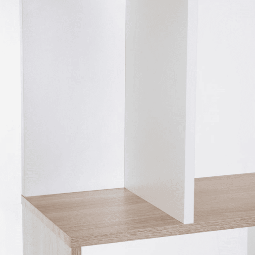 HOMCOM Estante de 5 Níveis, Estante para Livros em Forma de S com 10 Prateleiras, para Sala de Estar, Quarto, Escritório, 60x24x184,5 cm, Branco e Natural