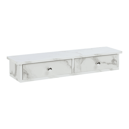 Prateleira de parede Geeste com 2 gavetas 60x15x10cm Mármore branco en.casa