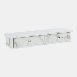 Prateleira de parede Geeste com 2 gavetas 60x15x10cm Mármore branco en.casa