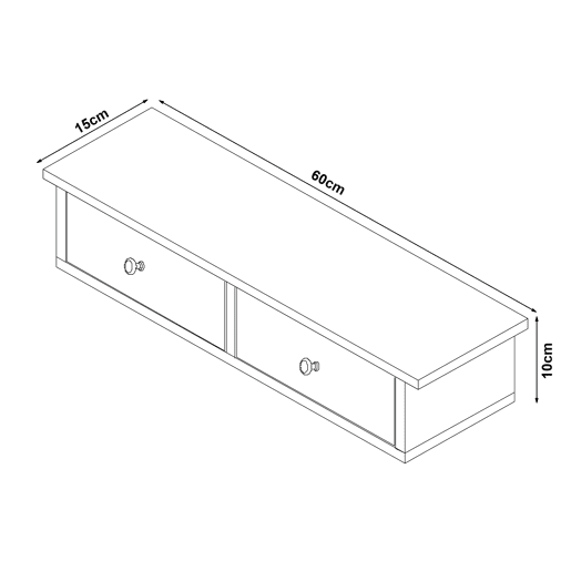 Prateleira de parede Geeste com 2 gavetas 60x15x10cm Mármore branco en.casa