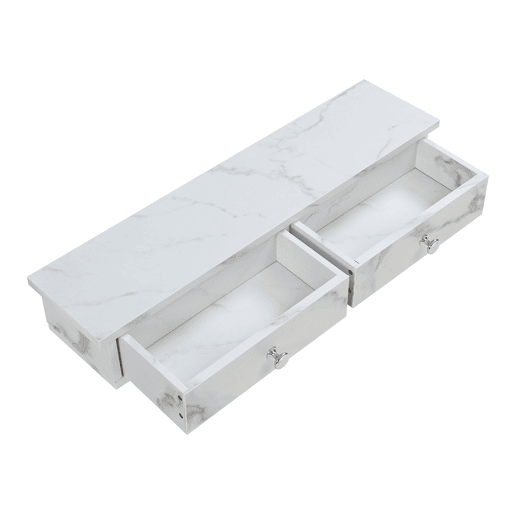 Prateleira de parede Geeste com 2 gavetas 60x15x10cm Mármore branco en.casa