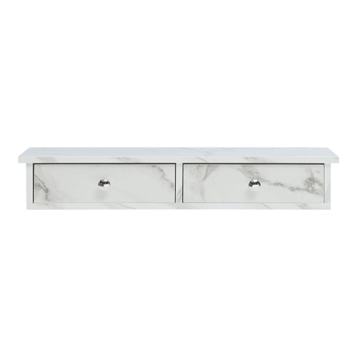 Prateleira de parede Geeste com 2 gavetas 60x15x10cm Mármore branco en.casa