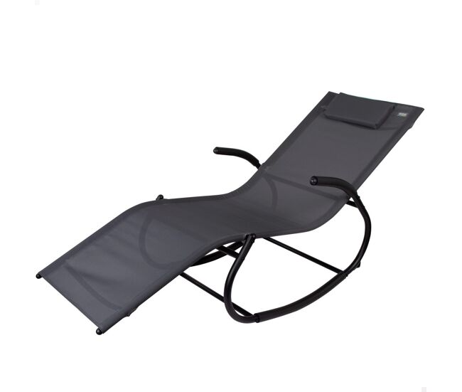 Pack 2 tumbonas mecedoras de jardín antracita c/cojín aktive