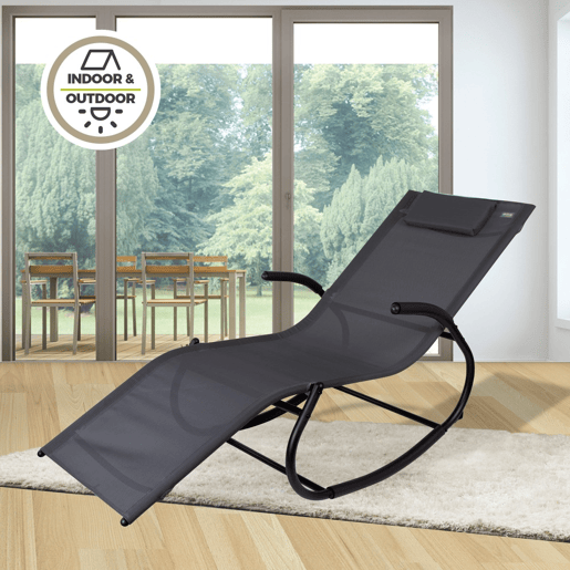 Pack 2 espreguiçadeiras de baloiço de jardim antracite calmofada Aktive