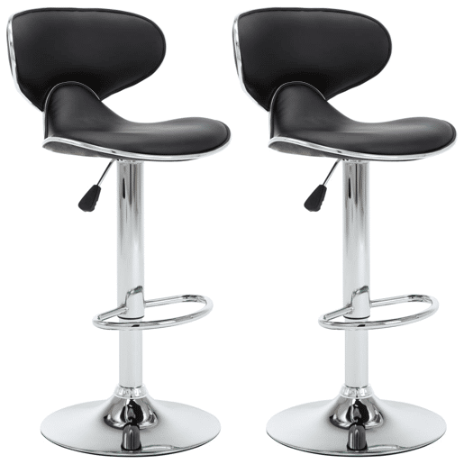 vidaXL Bancos de bar 2 pcs couro artificial preto vidaXL Bancos de bar 2 pcs couro artificial preto