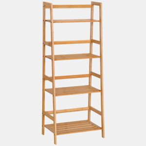 HOMCOM Estante de Bambu com 4 Prateleiras Estante em Forma de Escada para Casa de Banho Sala de Estar Escritório 48x31,5x120 cm Madeira