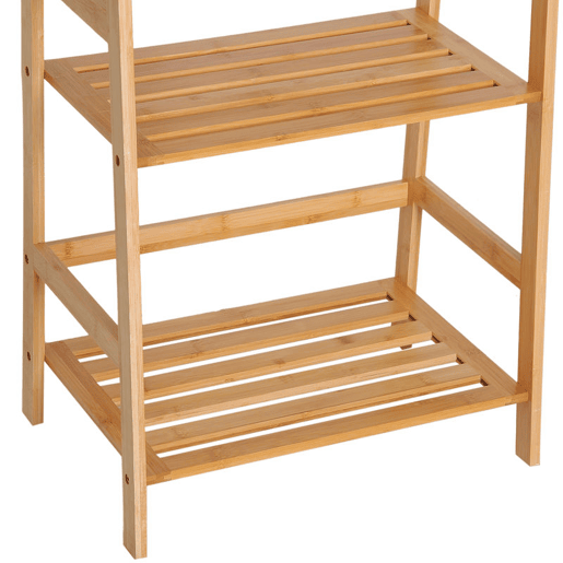 HOMCOM Estante de Bambu com 4 Prateleiras Estante em Forma de Escada para Casa de Banho Sala de Estar Escritório 48x31,5x120 cm Madeira
