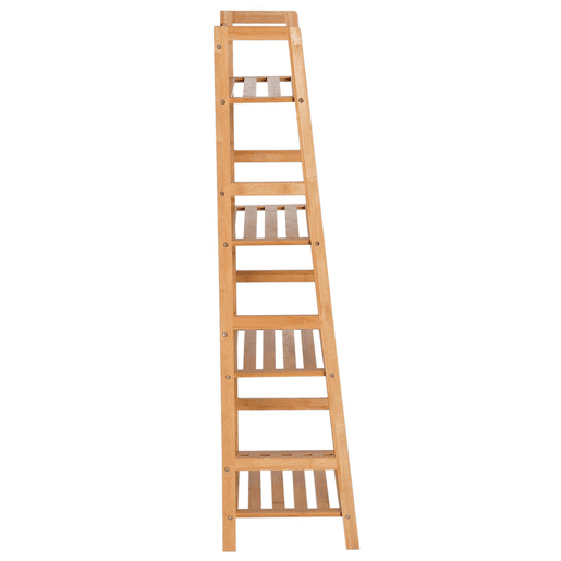 HOMCOM Estante de Bambu com 4 Prateleiras Estante em Forma de Escada para Casa de Banho Sala de Estar Escritório 48x31,5x120 cm Madeira