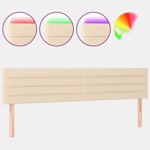 vidaXL Cabeceira de cama c luzes LED tecido 160x5x7888 cm cor creme