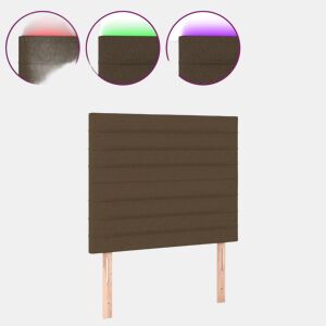 vidaXL Cabeceira de cama c luzes LED tecido 100x5x118128cm castanho