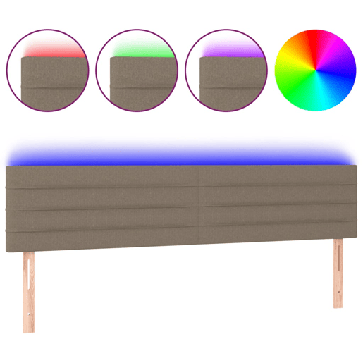 vidaXL Cabeceira cama luzes LED tecido 180x5x7888cm cinza-acastanhado vidaXL Cabeceira cama luzes LED tecido 180x5x7888cm cinza-acastanhado
