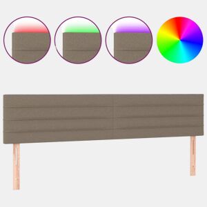 vidaXL Cabeceira cama luzes LED tecido 180x5x7888cm cinza-acastanhado