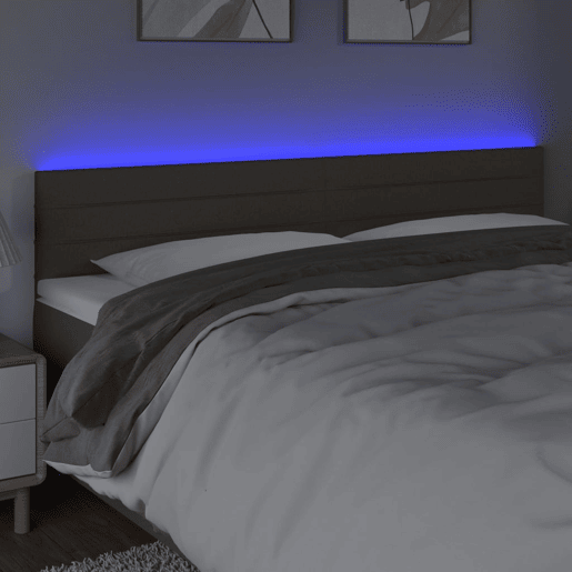 vidaXL Cabeceira cama luzes LED tecido 180x5x7888cm cinza-acastanhado vidaXL Cabeceira cama luzes LED tecido 180x5x7888cm cinza-acastanhado