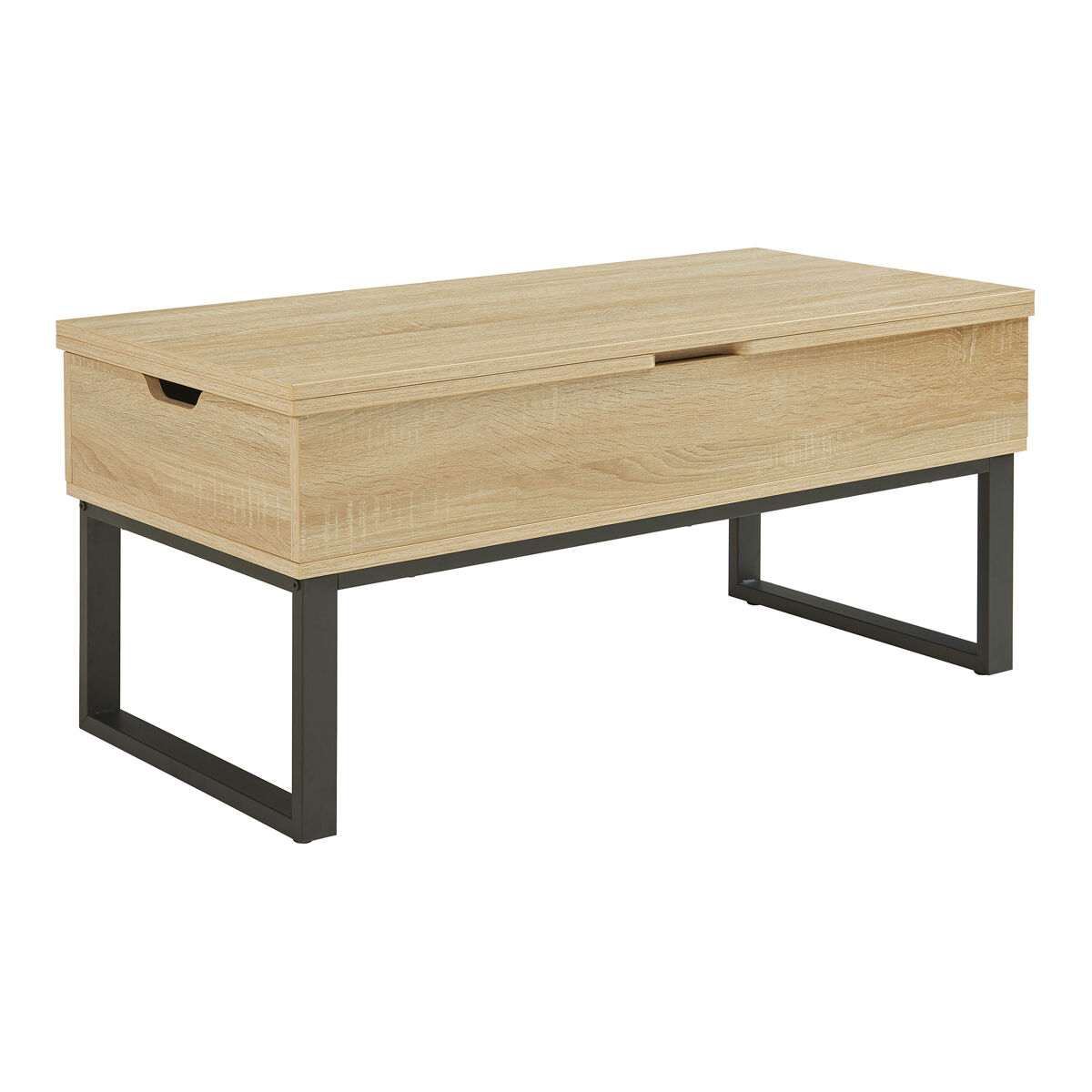 Mesa de centro rauli con tablero elevable 100x50x47 cm - efecto roble [en.casa]