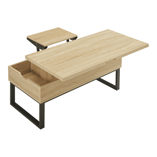 Mesa de centro Rauli com tampo elevatório e espaço de arrumação 100x50x47 cm Aspeto carvalho en.casa