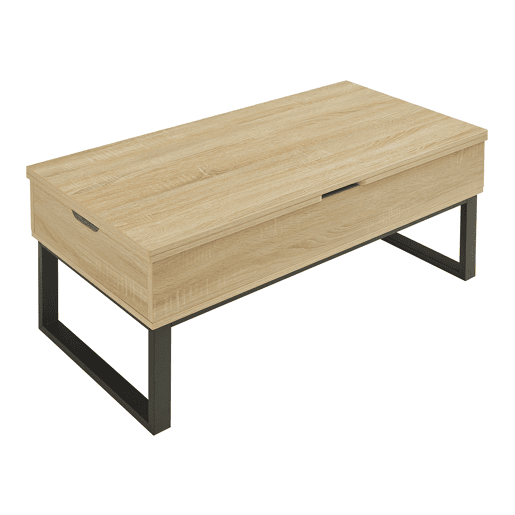 Mesa de centro Rauli com tampo elevatório e espaço de arrumação 100x50x47 cm Aspeto carvalho en.casa