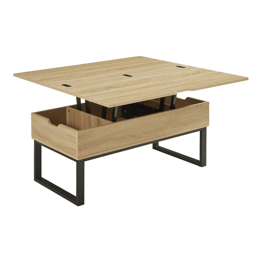 Mesa de centro Rauli com tampo elevatório e espaço de arrumação 100x50x47 cm Aspeto carvalho en.casa