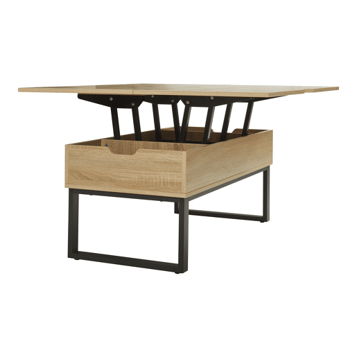 Mesa de centro Rauli com tampo elevatório e espaço de arrumação 100x50x47 cm Aspeto carvalho en.casa