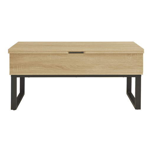 Mesa de centro Rauli com tampo elevatório e espaço de arrumação 100x50x47 cm Aspeto carvalho en.casa