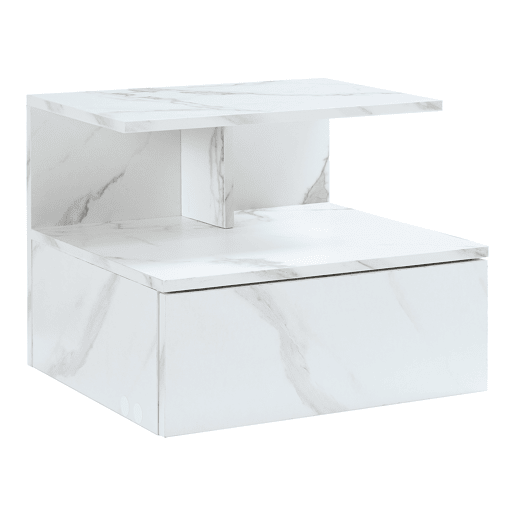 Mesa de cabeceira de parede Amberg com gaveta 40x35x31cm Aspeto mármore branco en.casa