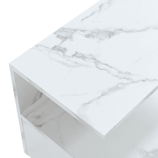 Mesa de cabeceira de parede Amberg com gaveta 40x35x31cm Aspeto mármore branco en.casa