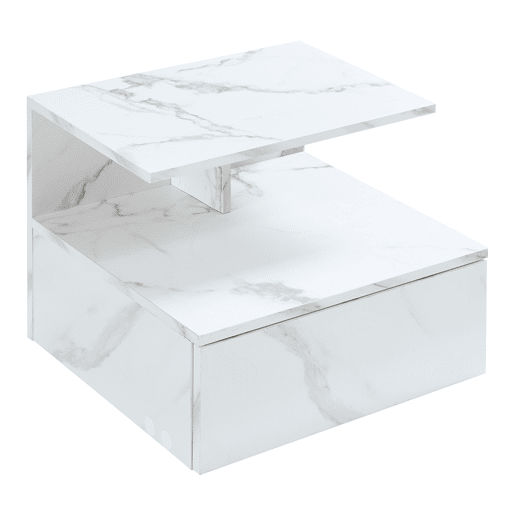Mesa de cabeceira de parede Amberg com gaveta 40x35x31cm Aspeto mármore branco en.casa