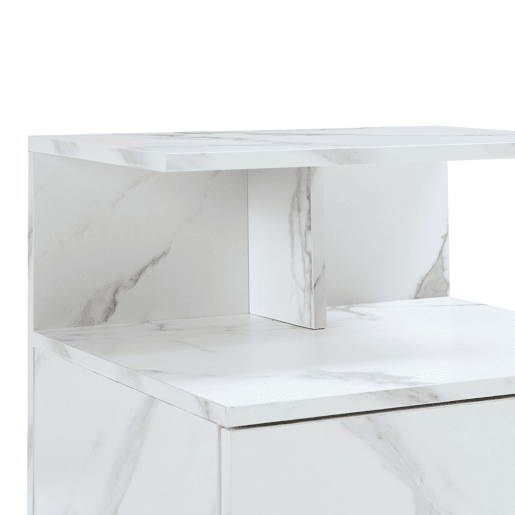 Mesa de cabeceira de parede Amberg com gaveta 40x35x31cm Aspeto mármore branco en.casa