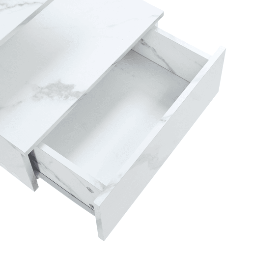 Mesa de cabeceira de parede Amberg com gaveta 40x35x31cm Aspeto mármore branco en.casa