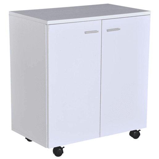 HOMCOM Armário de Armazenamento Moderno Móvel para Armazenamento com Rodas Armário e Prateleiras 60x35x65cm Branco