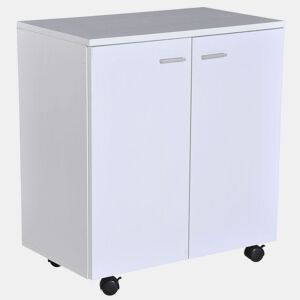 HOMCOM Armário de Armazenamento Moderno Móvel para Armazenamento com Rodas Armário e Prateleiras 60x35x65cm Branco